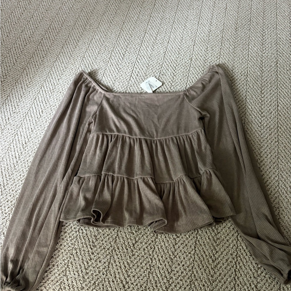 Altar'd State Ribbed Knit Top in Taupe